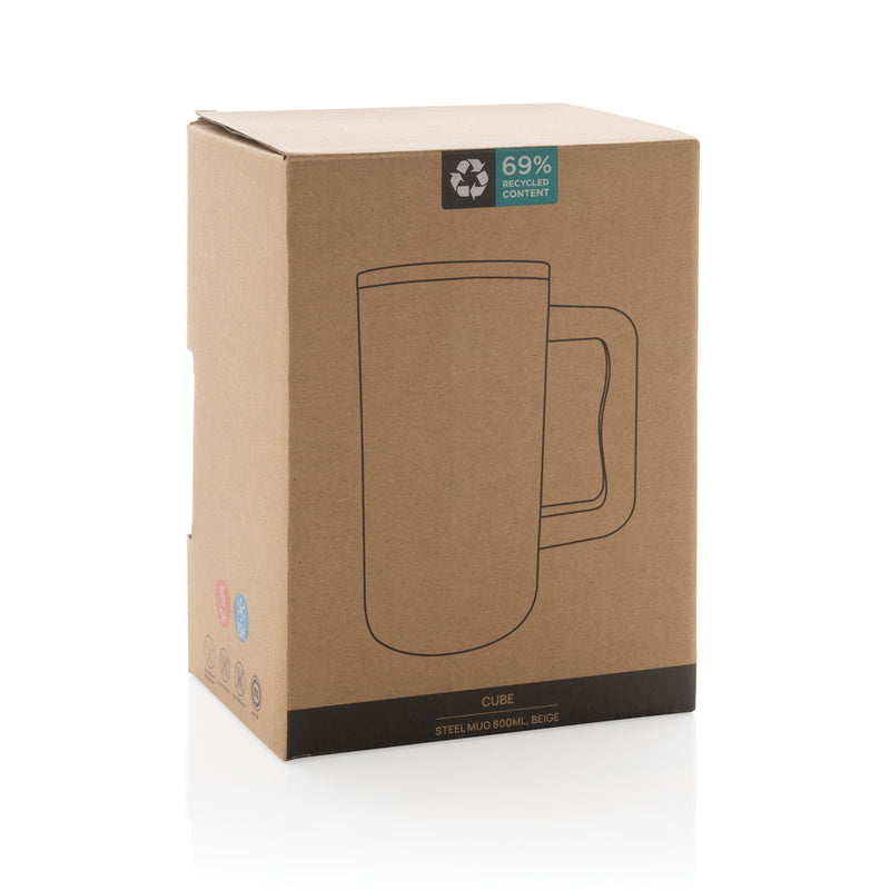 Load image into Gallery viewer, Recycled steel mug from XD Collection, 800ml capacity, Cube RCS certified drinkware with a sleek, durable design.
