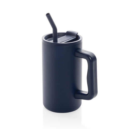 Recycled steel mug from XD Collection, 800ml Cube RCS certified drinkware with a sleek, modern design and stainless steel finish.