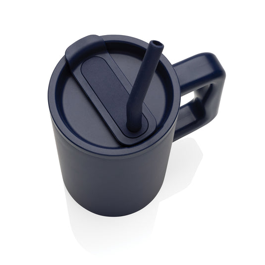 800ml Cube RCS certified recycled steel mug from XD Collection, durable drinkware with a sleek, modern design and eco-friendly materials.