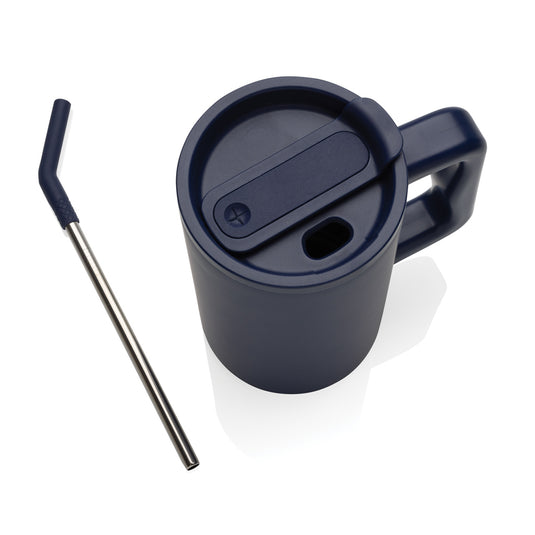 Recycled steel mug by XD Collection, 800ml Cube RCS certified drinkware with a sleek, modern design.