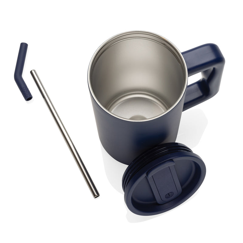 Load image into Gallery viewer, Recycled steel mug from XD Collection, 800ml drinkware made of Cube RCS certified recycled steel, with a sleek, durable design
