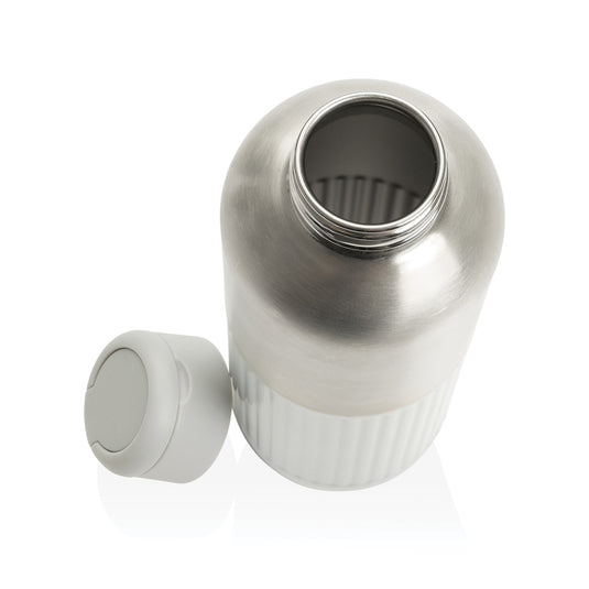Ripple RCS R-steel leakproof water bottle with handle, 750ML, made by XD Xclusive, featuring a sleek stainless steel design and secure lid.