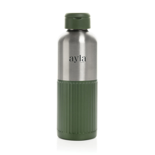 Ripple RCS R-steel leakproof water bottle with handle, 750ML, in stainless steel with a sleek design and secure lid.
