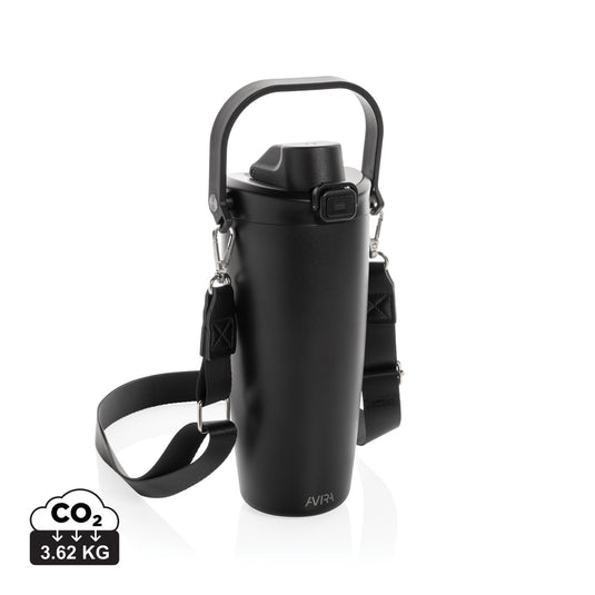 Avira Ayala RCS re-steel duosip lockable crossbody tumbler with stainless steel finish and secure lid for on-the-go drinkware.