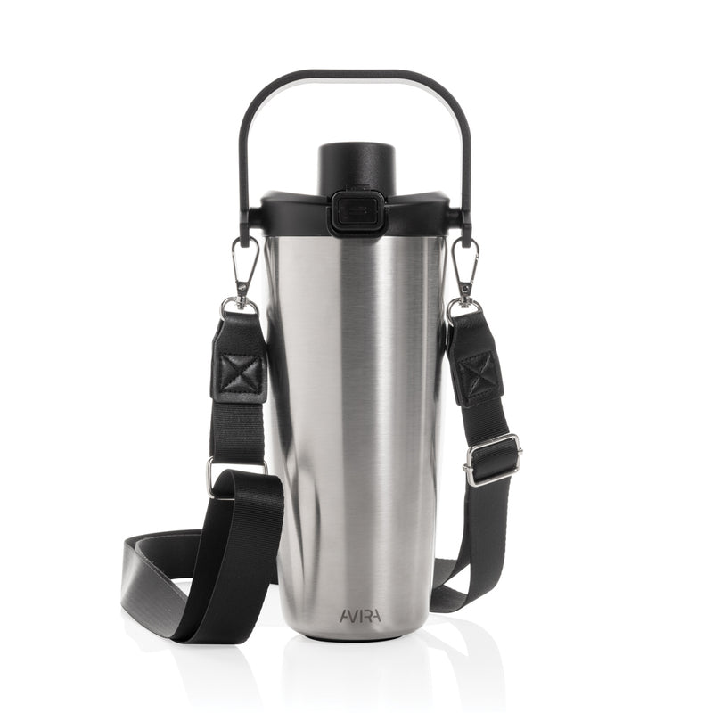 Load image into Gallery viewer, Avira Ayala RCS re-steel duosip lockable crossbody tumbler for drinks, with a sleek stainless steel design and secure lid.
