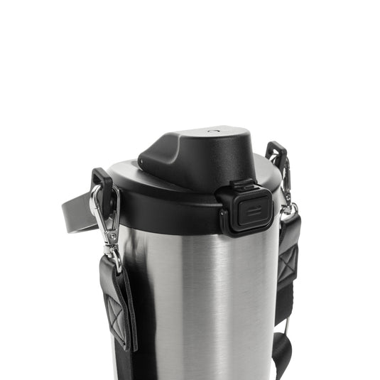 Avira Ayala RCS re-steel duosip lockable crossbody tumbler for drinks, featuring a sleek stainless steel design and secure lid.