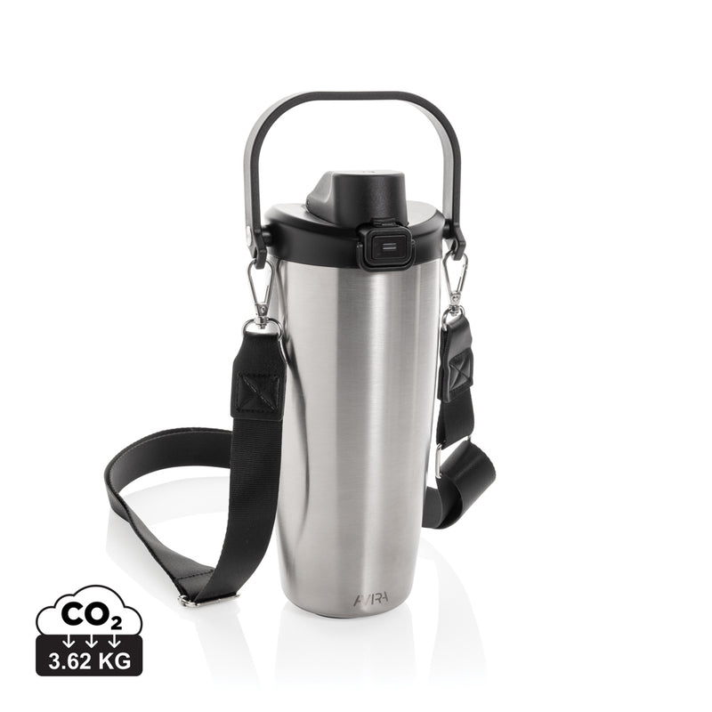 Load image into Gallery viewer, Avira Ayala RCS re-steel duosip lockable crossbody tumbler with stainless steel finish and secure lid for on-the-go drinking.
