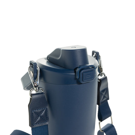 Avira Ayala RCS re-steel duosip lockable crossbody tumbler with drink lid, stainless steel drinkware for on-the-go use