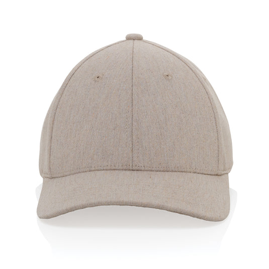 XD Collection Milo recycled heather 6-panel cap in 200g headwear with a casual, stylish design and adjustable strap.