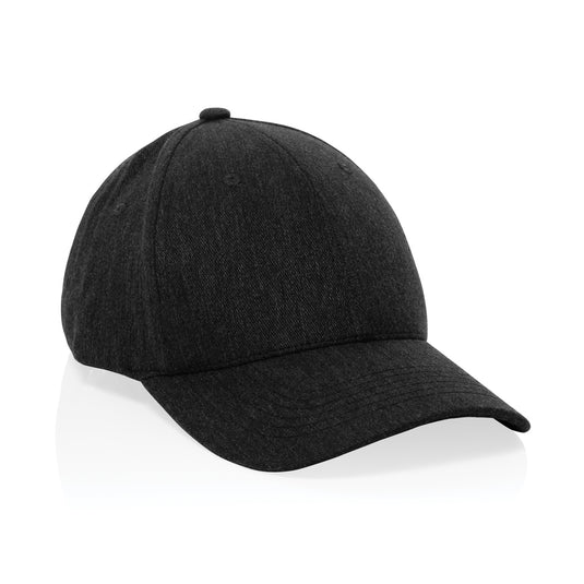 XD Collection Milo recycled heather 6-panel cap, headwear with a structured design and adjustable strap, made from 200g recycled fabric.