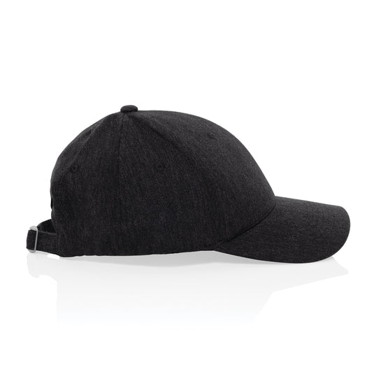 XD Collection Milo recycled heather 6-panel cap, lightweight 200g headwear with a casual design and adjustable strap.