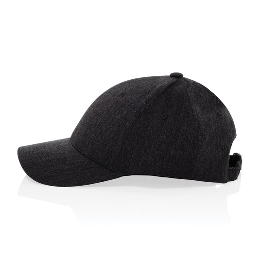 XD Collection Milo recycled heather 6-panel cap in 200g headwear, showing the textured fabric and classic six-panel design.