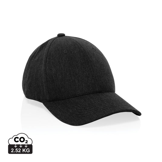 XD Collection Milo recycled heather 6-panel cap in gray, showcasing a stylish, eco-friendly headwear design.