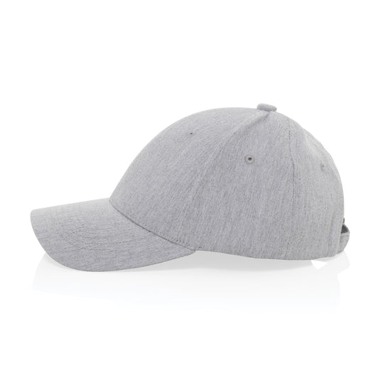 XD Collection Milo recycled heather 6-panel cap in 200g, showcasing the textured recycled fabric and classic headwear design.