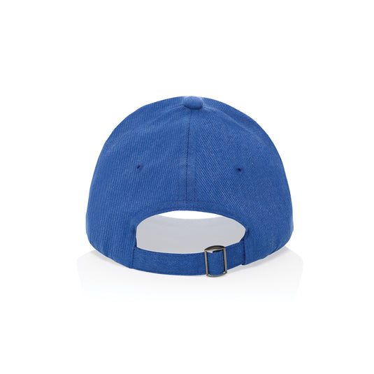 XD Collection Milo recycled heather 6-panel cap in gray, showcasing adjustable strap and branded front panel.
