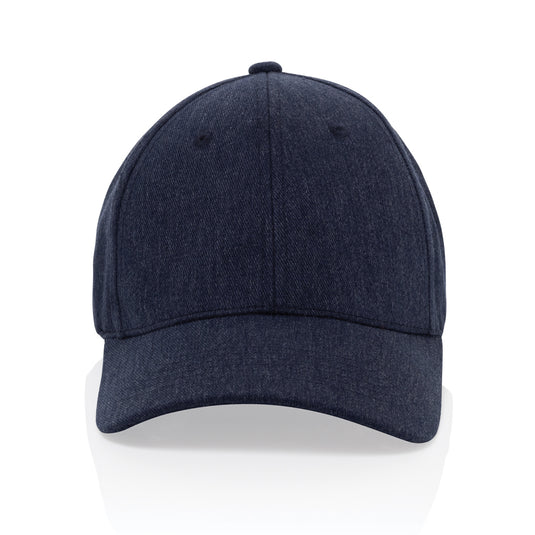 XD Collection Milo recycled heather 6-panel cap in gray, lightweight headwear with breathable fabric.