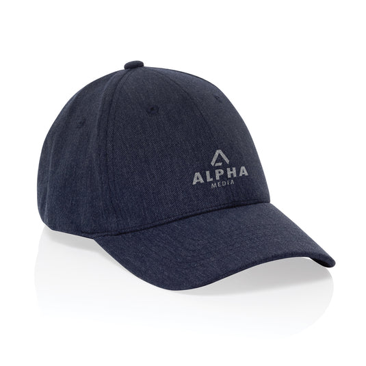 Recycled Heather Milo 6-panel cap by XD Collection, casual headwear with adjustable strap and durable 200g fabric.