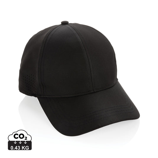 Impact AWARE™ RPET 6-panel sports cap by XD Collection, green recycled polyester headwear with breathable panels and adjustable strap.