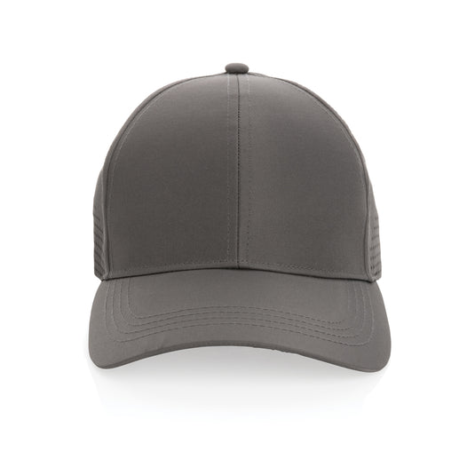 Impact AWARE™ RPET 6-panel sports cap by XD Collection, lightweight headwear with breathable fabric and adjustable strap.