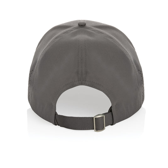 Impact AWARE™ RPET 6-panel sports cap by XD Collection, lightweight headwear with adjustable strap and breathable fabric.
