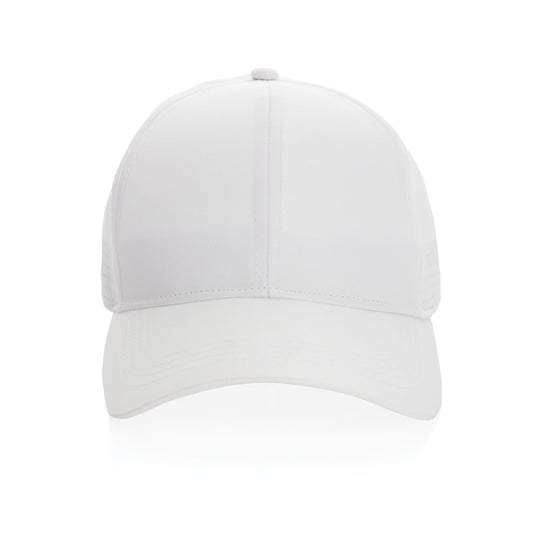 Impact AWARE™ RPET 6-panel sports cap by XD Collection, showcasing the stylish, eco-friendly headwear with a curved brim and adjustable strap.