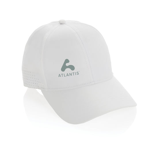 Impact AWARE™ RPET 6-panel sports cap by XD Collection, lightweight headwear with breathable fabric and adjustable strap.