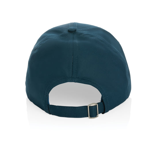 XD Collection Impact AWARE™ RPET 6-panel sports cap, lightweight headwear with adjustable strap and breathable fabric.