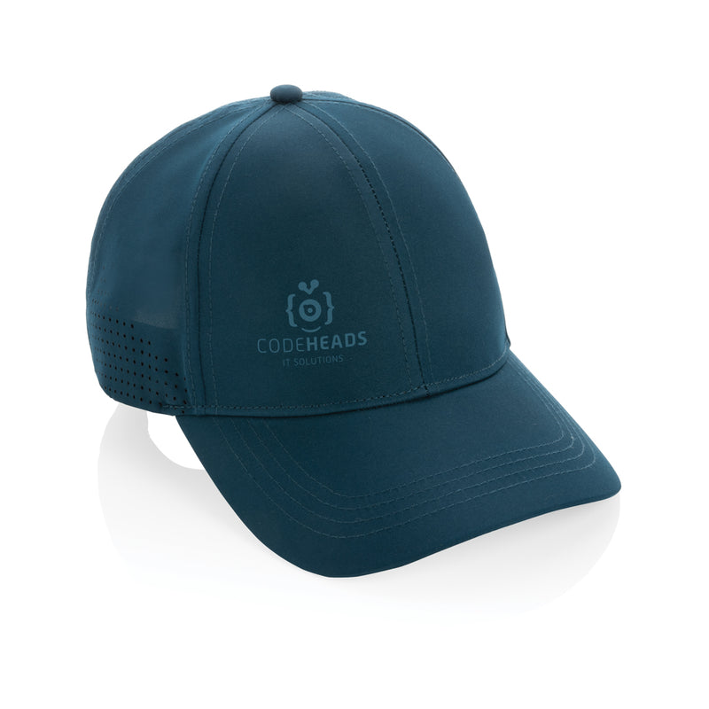 Load image into Gallery viewer, Impact AWARE™ RPET 6-panel sports cap by XD Collection, showing the eco-friendly headwear with adjustable strap and curved brim.
