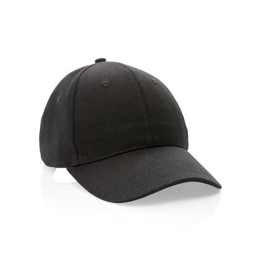 XD Collection 6-panel recycled cotton cap with AWARE™ tracer, showcasing eco-friendly headwear with a curved brim and adjustable strap.
