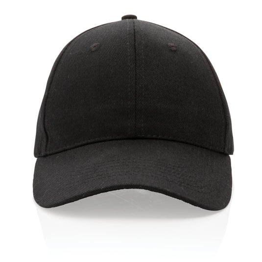 Six-panel XD Collection recycled cotton cap with AWARE™ tracer, showcasing a stylish headwear design and eco-friendly materials.