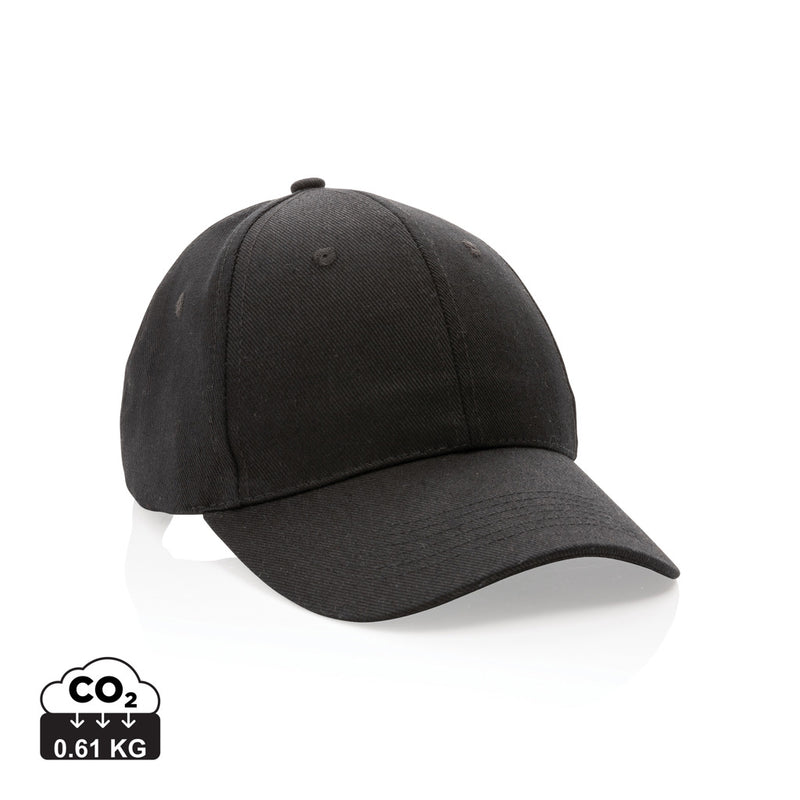 Load image into Gallery viewer, Six-panel recycled cotton cap from XD Collection featuring AWARE™ tracer, showcasing the headwear with a curved brim and adjustable strap.
