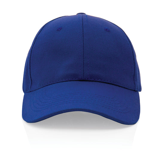 Six-panel XD Collection recycled cotton cap with AWARE™ tracer, showcasing eco-friendly headwear design and adjustable fit.
