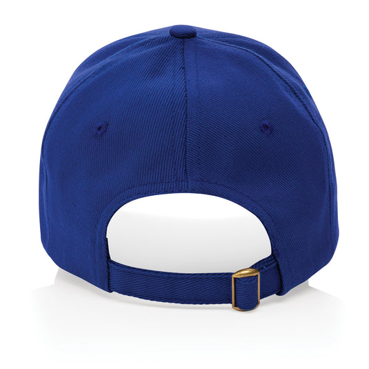 Six-panel XD Collection recycled cotton cap with AWARE™ tracer, showcasing eco-friendly headwear in natural fabric and design.