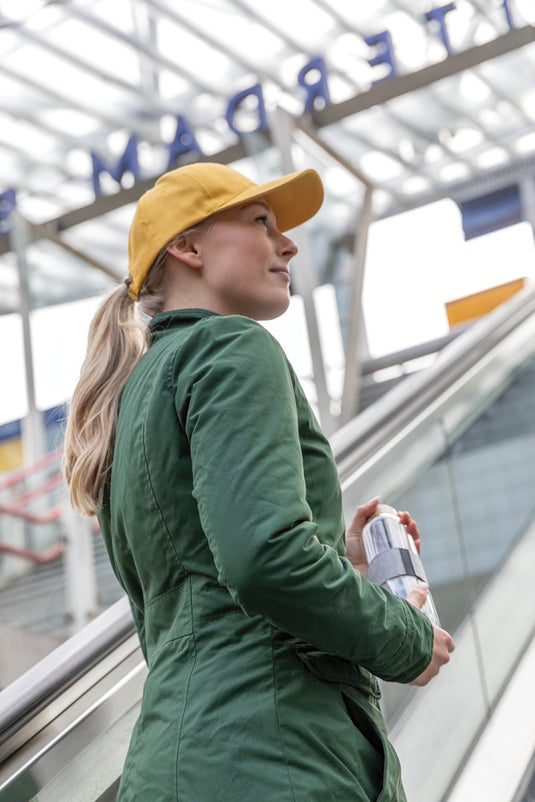 6-panel recycled cotton cap with AWARE™ tracer from XD Collection, showcasing its eco-friendly headwear design.