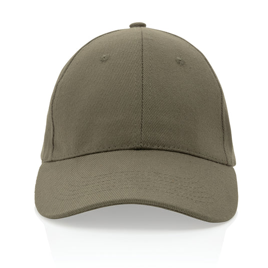 Six-panel recycled cotton cap with AWARE™ tracer from XD Collection, showcasing the eco-friendly headwear design.