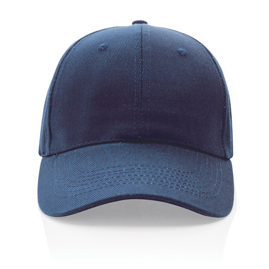 Six-panel recycled cotton cap with AWARE™ tracer from XD Collection, showing its front view and classic headwear style.