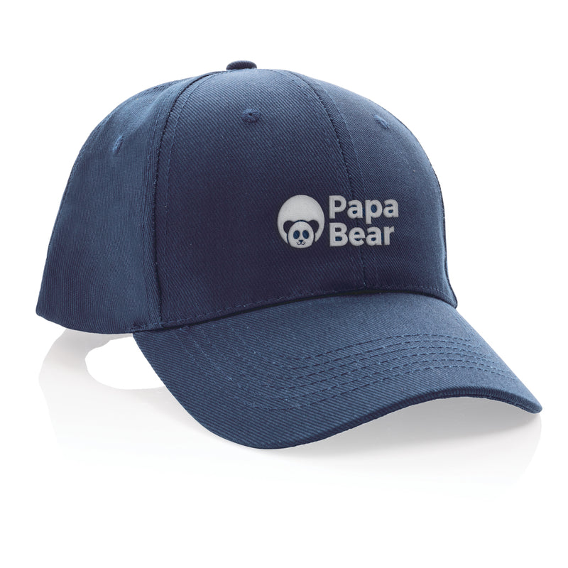 Load image into Gallery viewer, Six-panel recycled cotton cap with AWARE™ tracer from XD Collection, showcasing its eco-friendly design and casual headwear style.
