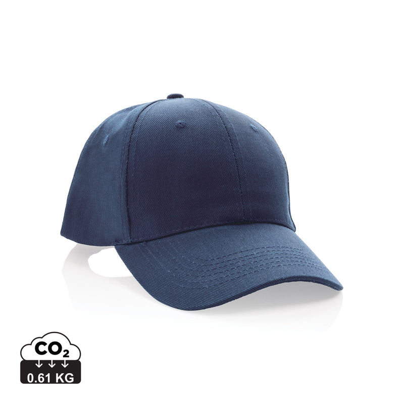 Load image into Gallery viewer, Six-panel recycled cotton cap from XD Collection with AWARE™ tracer, showcasing the eco-friendly headwear design and branding details.
