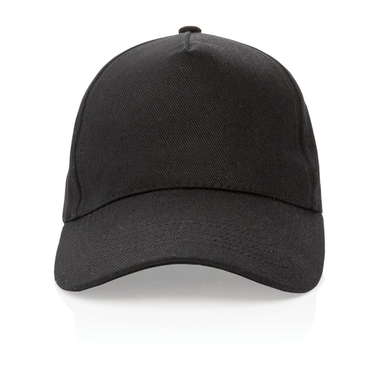 5-panel XD Collection recycled cotton cap with AWARE™ tracer, showcasing eco-friendly headwear in natural fabric and stylish design.