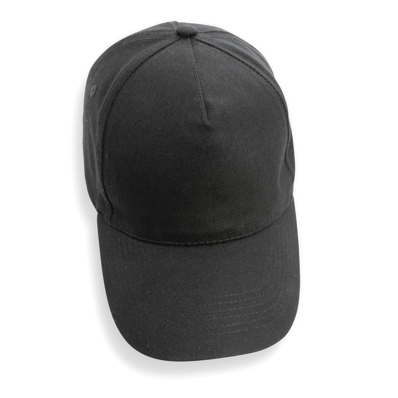 Load image into Gallery viewer, 5-panel XD Collection recycled cotton cap with AWARE™ tracer, showcasing its eco-friendly design and adjustable headwear style.
