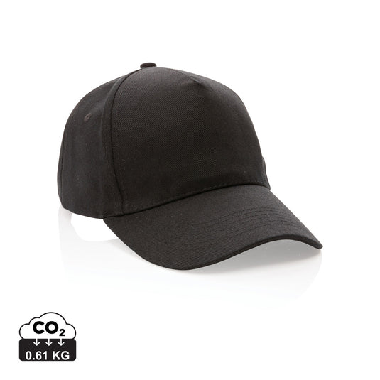 Recycled cotton 5-panel cap from XD Collection with AWARE™ tracer, showcasing the stylish headwear design in natural fabric tones.