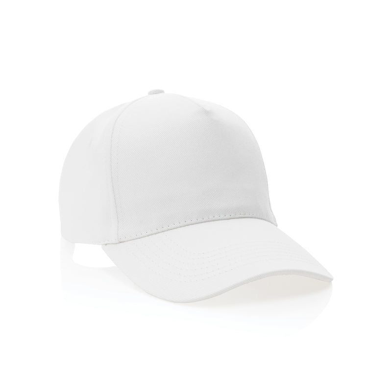 Load image into Gallery viewer, XD Collection 5-panel recycled cotton cap with AWARE™ tracer, showcasing eco-friendly headwear with a branded design and adjustable fit.
