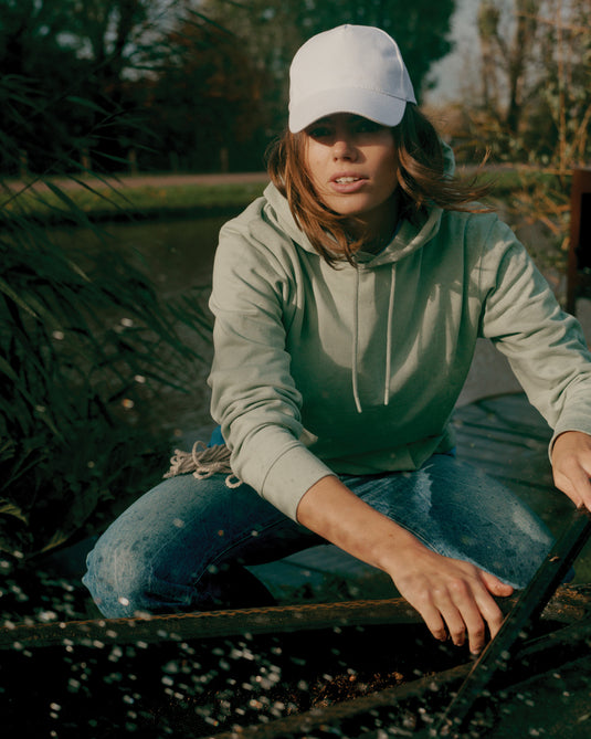 Recycled cotton 5-panel cap with AWARE™ tracer from XD Collection, showcasing the headwear's eco-friendly design and adjustable fit.
