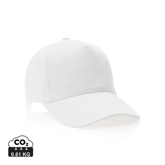 XD Collection 5-panel recycled cotton cap with AWARE™ tracer, featuring a stylish headwear design and eco-friendly materials.