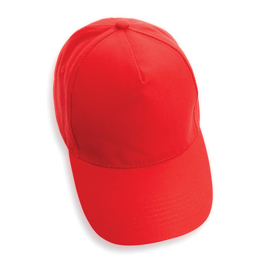 XD Collection 5-panel recycled cotton cap with AWARE™ tracer, showcasing stylish headwear with eco-friendly design and adjustable fit.