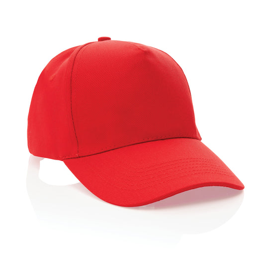 XD Collection 5-panel recycled cotton cap with AWARE™ tracer, showcasing eco-friendly headwear with a stylish design.