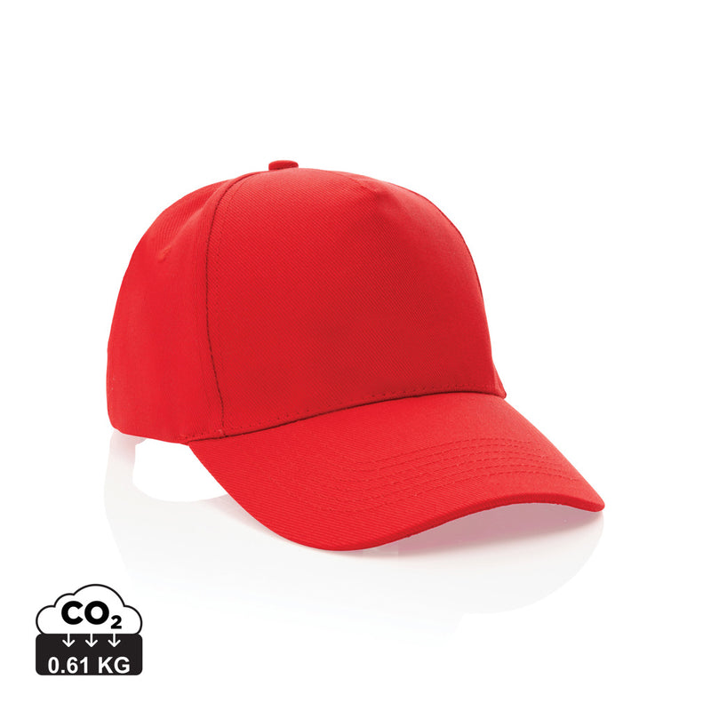 Load image into Gallery viewer, XD Collection 5-panel recycled cotton cap with AWARE™ tracer, showcasing its eco-friendly design and adjustable headwear style.
