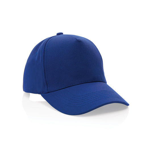 XD Collection 5-panel recycled cotton cap with AWARE™ tracer, showcasing eco-friendly headwear in natural fabric and design.