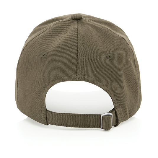 5-panel recycled cotton cap with AWARE™ tracer, XD Collection headwear featuring eco-friendly design and adjustable fit.