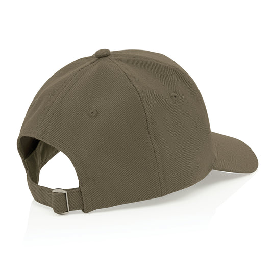 Recycled cotton 5-panel cap with AWARE™ tracer from XD Collection, featuring a branded headwear design and adjustable strap.